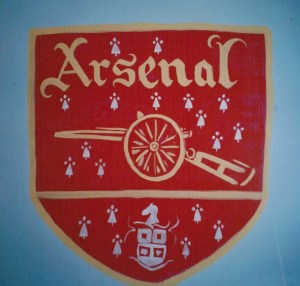 Arsenal badge mural, Haverfordwest Dec 1996